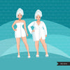 Spa Clipart, bath, self care graphics, spa fashion woman, sisters, friends, Sublimation designs for Cricut & Cameo, commercial use PNG