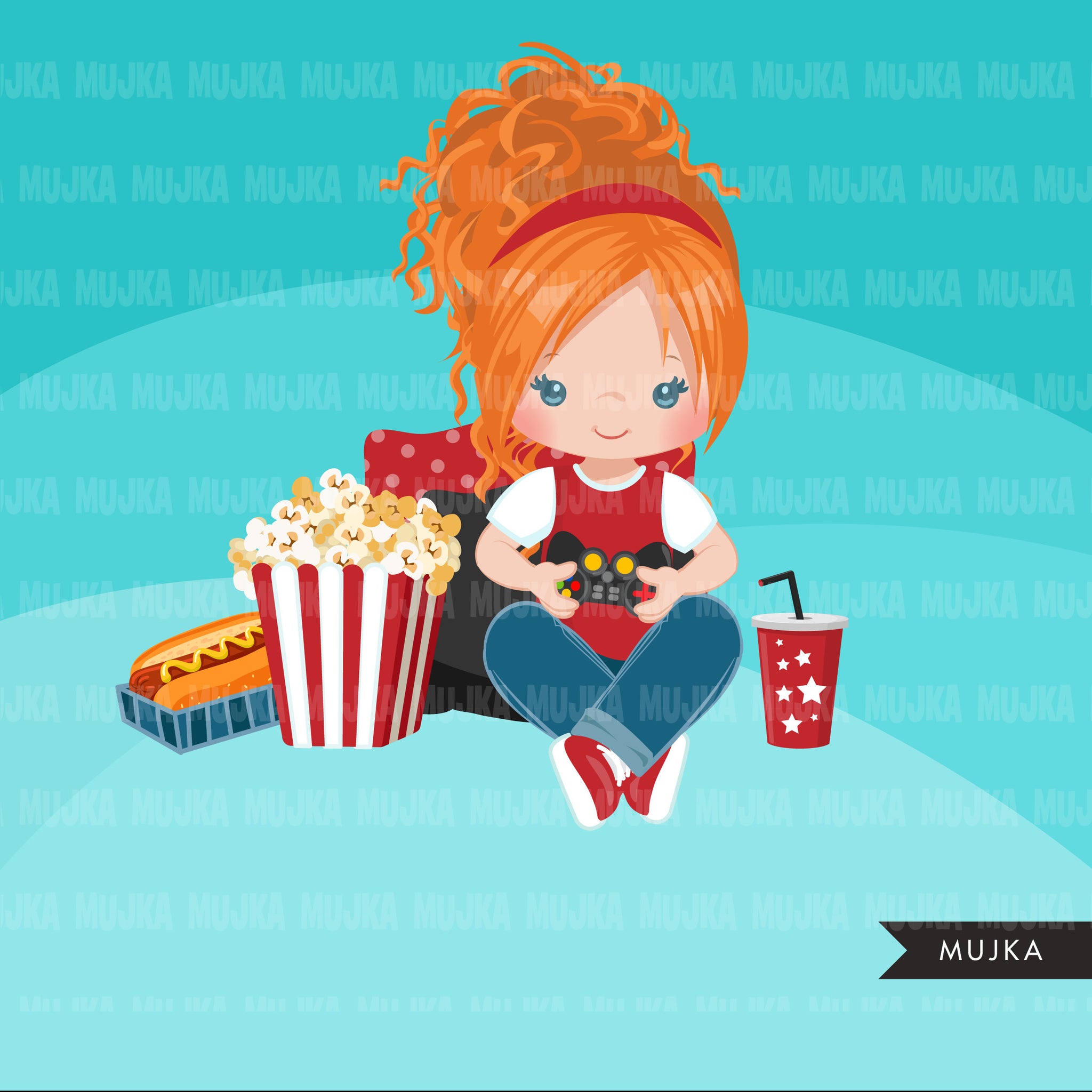 Paquete de imágenes prediseñadas de videojuegos, chicos gamer, chicas gamer, fiesta en casa, cumpleaños de la noche del juego, hotdog de palomitas de maíz png afro girl clip art