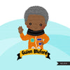 Black history clipart, black history figures Martin Luther King Jr, Nelson Mandela, Muhammad Ali, John Lewis, Guion Bluford clip art PNG