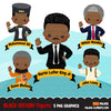 Black history clipart, black history figures Martin Luther King Jr, Nelson Mandela, Muhammad Ali, John Lewis, Guion Bluford clip art PNG