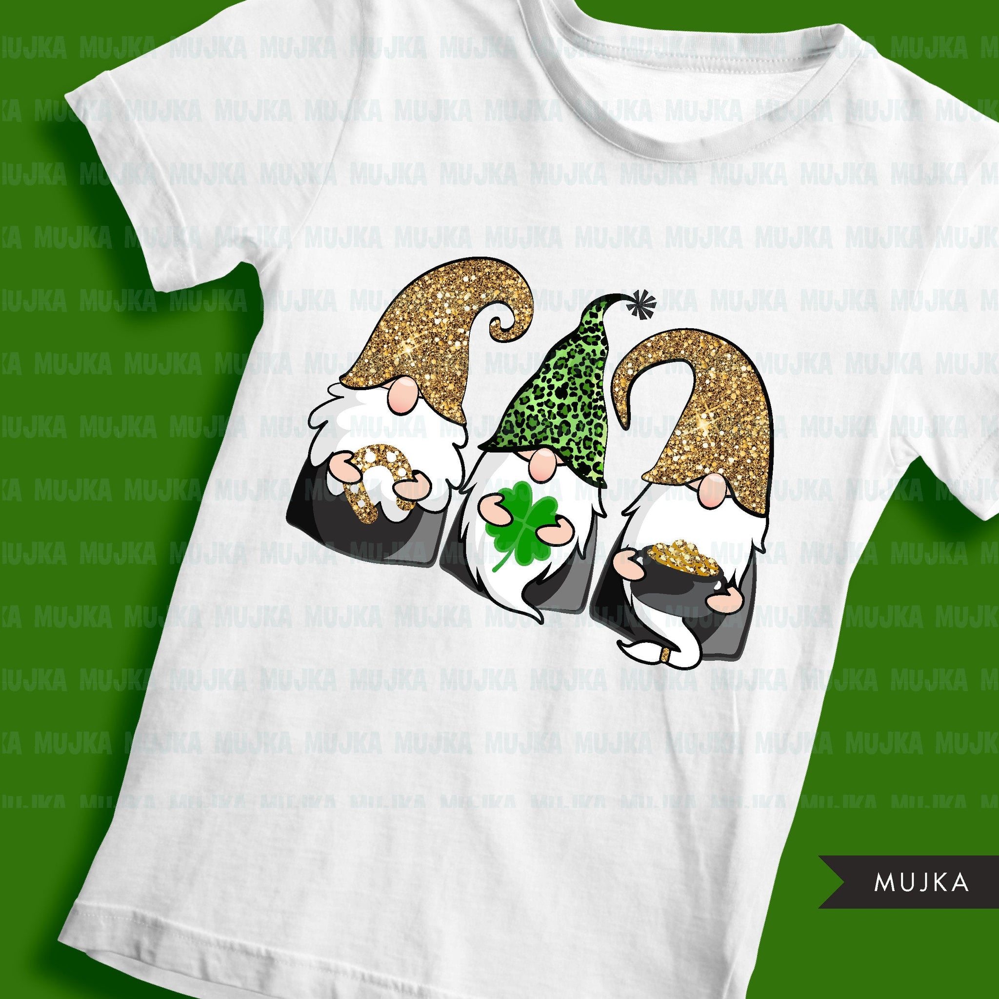 St Patricks Day Gnome sublimation designs, png sublimation shirt design, lucky charms, leopard pattern, digital download files for cricut