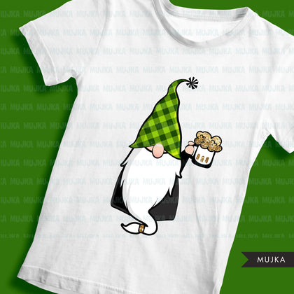 St Patricks Day Gnome sublimation designs, gnome png, png shirt design, lucky plaid pattern, digital download files for cricut