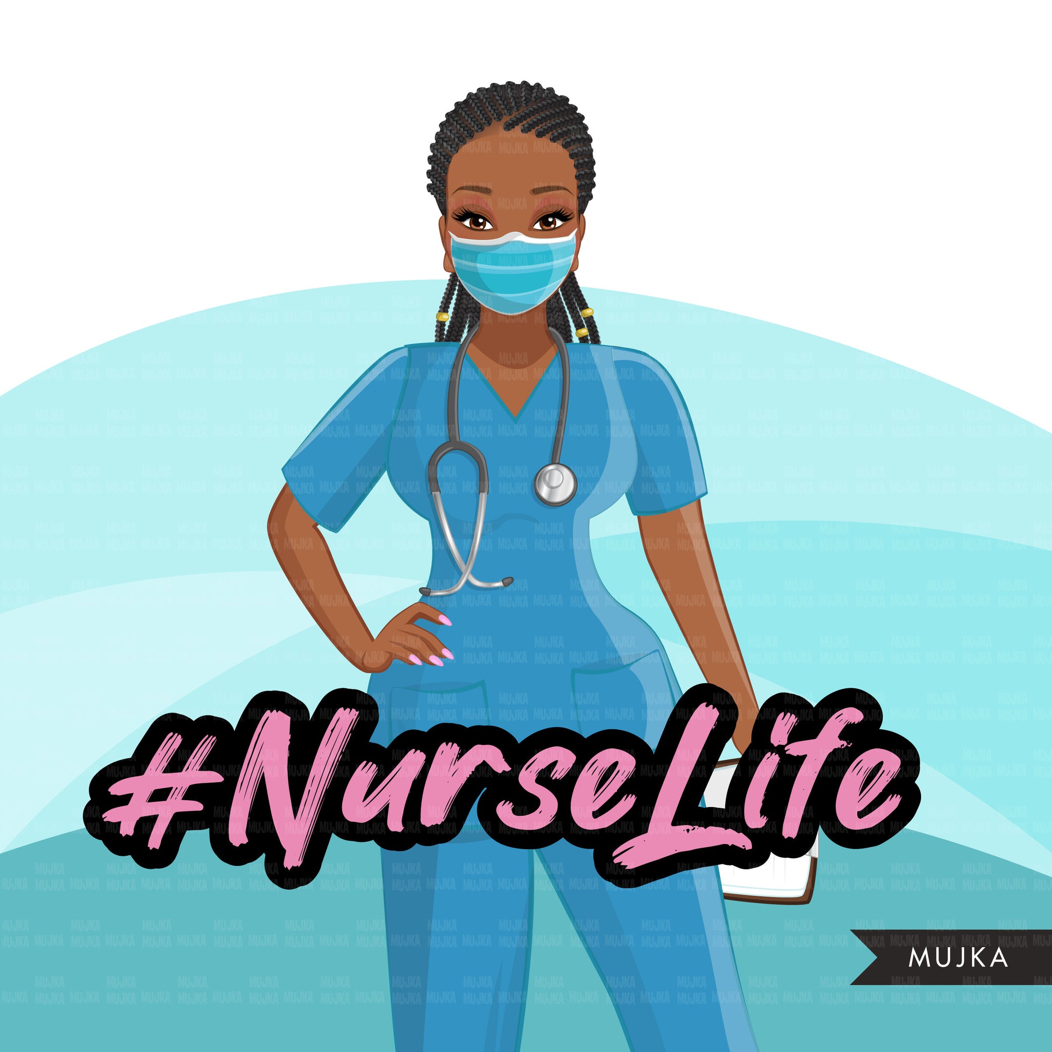 Enfermera clipart BUNDLE, Nurse Life, Nurse Mom, trabajadores médicos, amigos, enfermera negra musulmana, imágenes prediseñadas de sublimación, uso comercial PNG