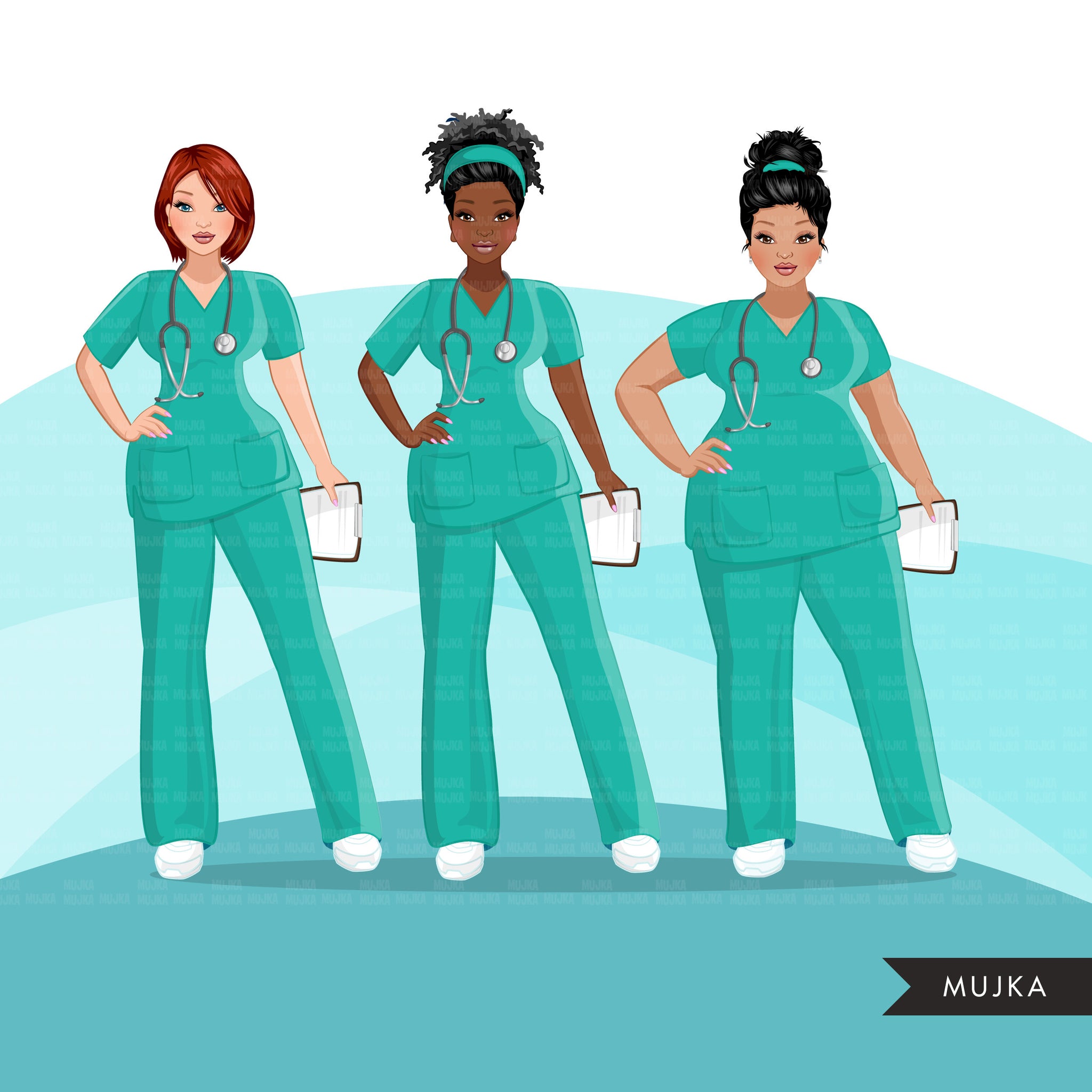 Enfermera clipart BUNDLE, Nurse Life, Nurse Mom, trabajadores médicos, amigos, enfermera negra musulmana, imágenes prediseñadas de sublimación, uso comercial PNG