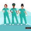 Enfermera clipart BUNDLE, Nurse Life, Nurse Mom, trabajadores médicos, amigos, enfermera negra musulmana, imágenes prediseñadas de sublimación, uso comercial PNG