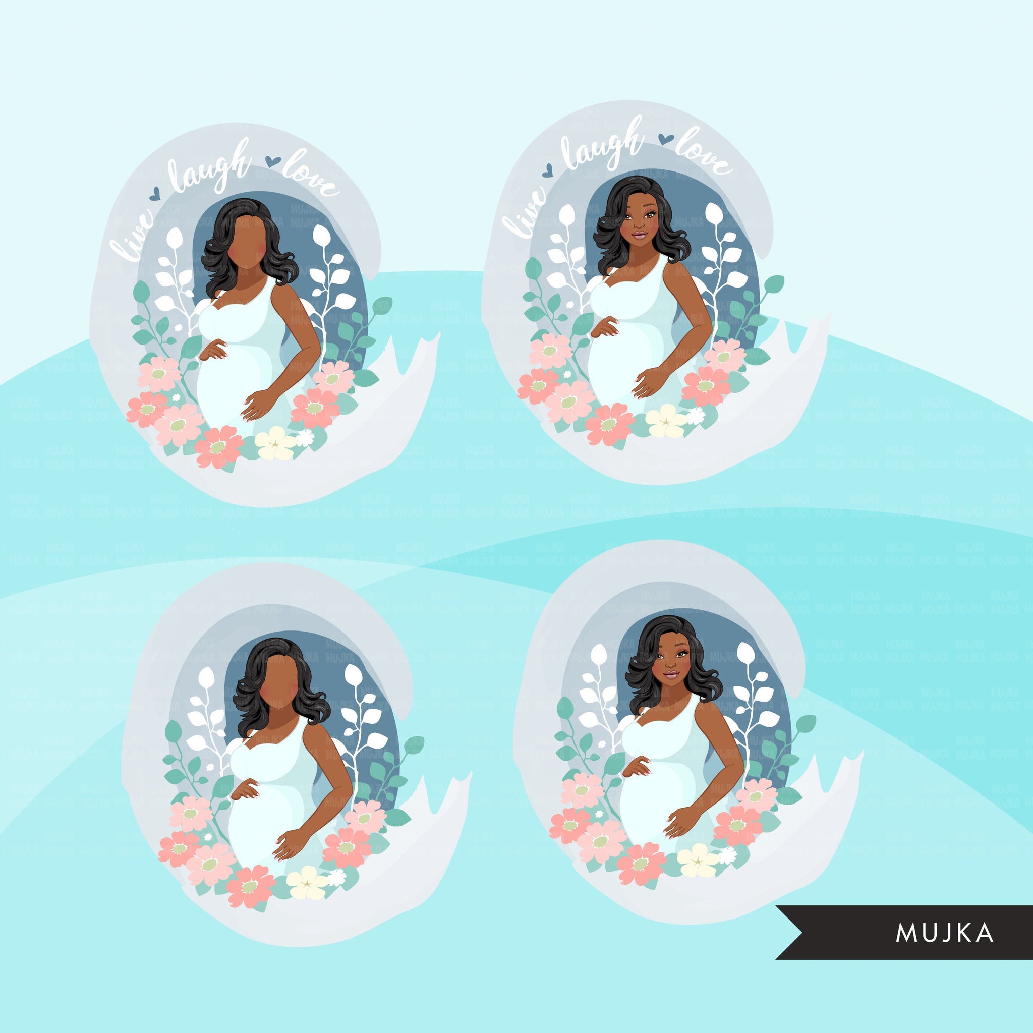 Mothers Day clipart, mother's day sublimation designs digital download, baby shower favors, wall art, pregnant black afro woman png