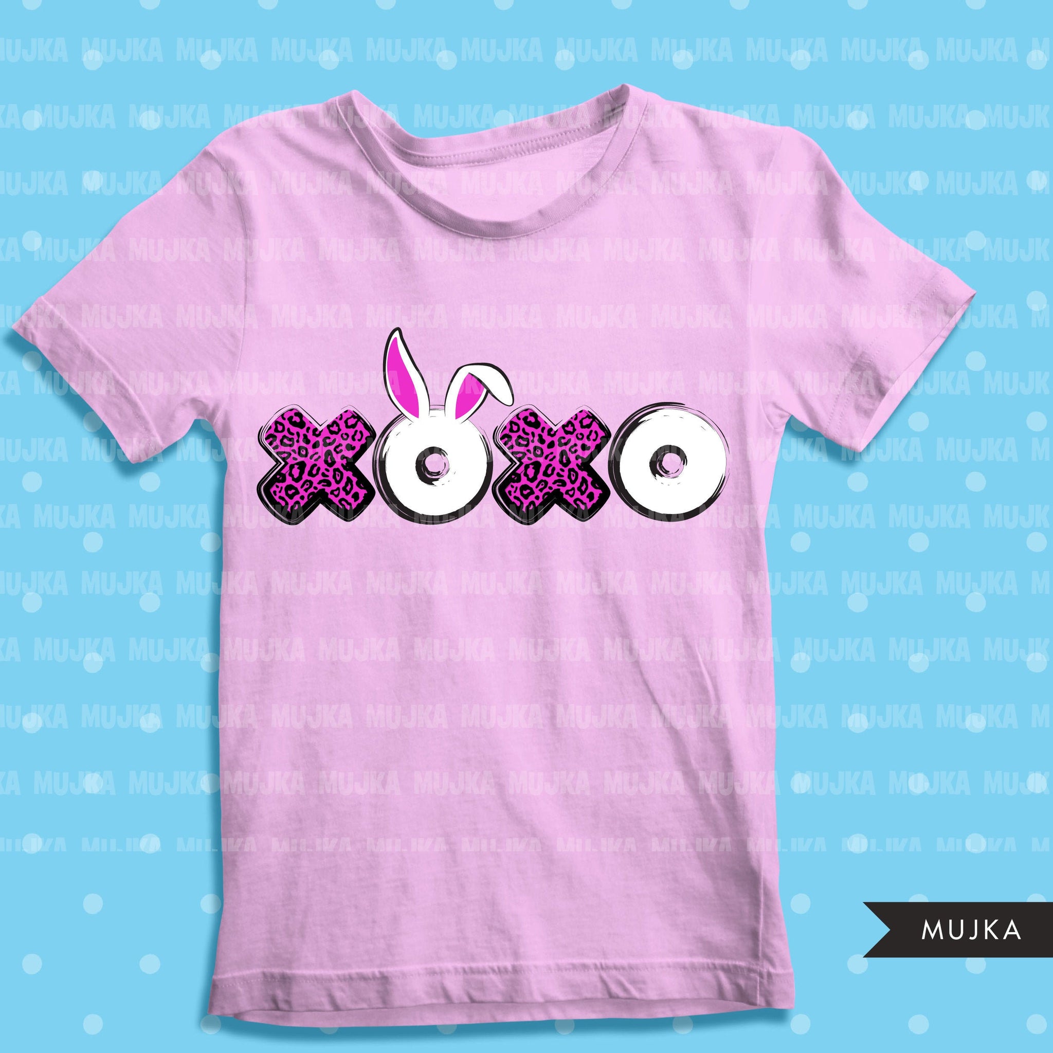 Easter sublimation designs, Easter xoxo clipart, Easter bunny shirt design, pink leopard print, PNG digital download files for cricut