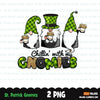 St Patricks Day Gnome sublimation designs, png shirt design, chillin with my gnomies, plaid pattern, digital download files for cricut