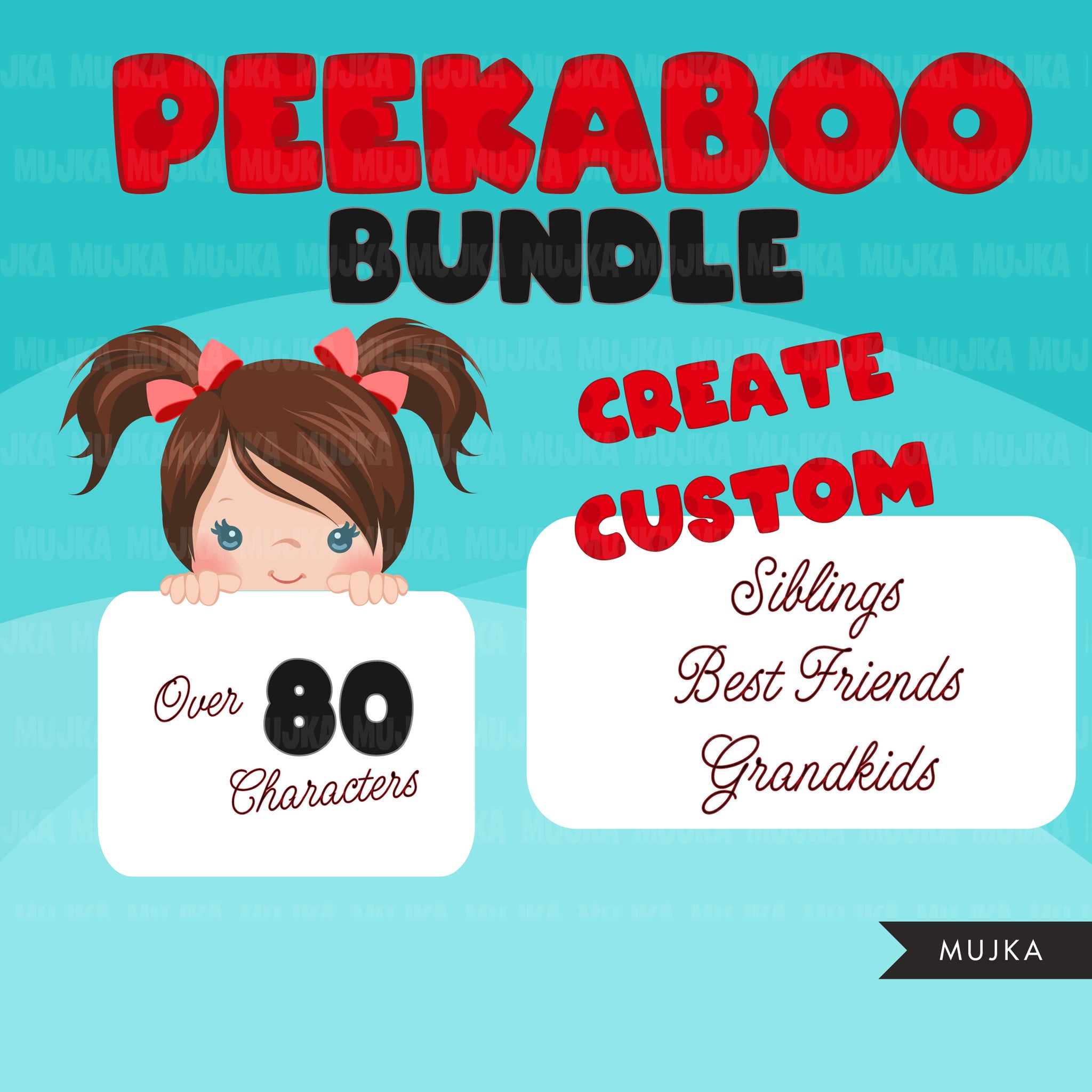 Peekaboo Clipart Bundle, Peekaboo girl, peekaboo boy, Best friends, siblings sublimation designs