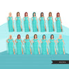 Fashion Clipart, aqua dress, woman designs, sisters, friends, sisterhood Sublimation designs digital download for Cricut
