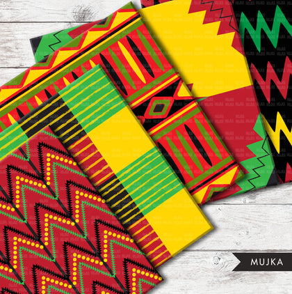 African digital papers, Juneteenth digital patterns, seamless, geometric texture, black history