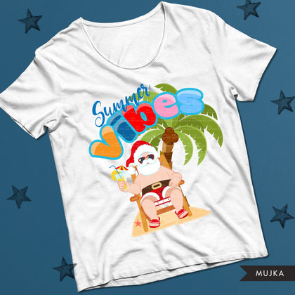 Christmas in July PNG, Summer vibes sublimation designs, digital download, Black Santa summer graphics, Surf life, palm tree, summer tees