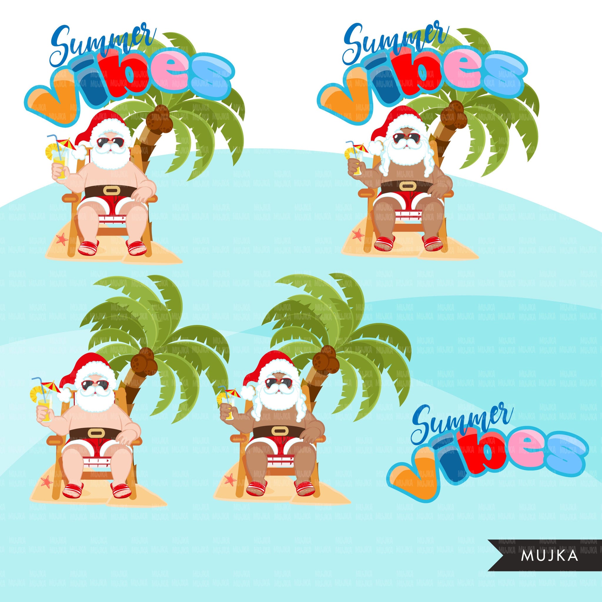 Christmas in July PNG, Summer vibes sublimation designs, digital download, Black Santa summer graphics, Surf life, palm tree, summer tees