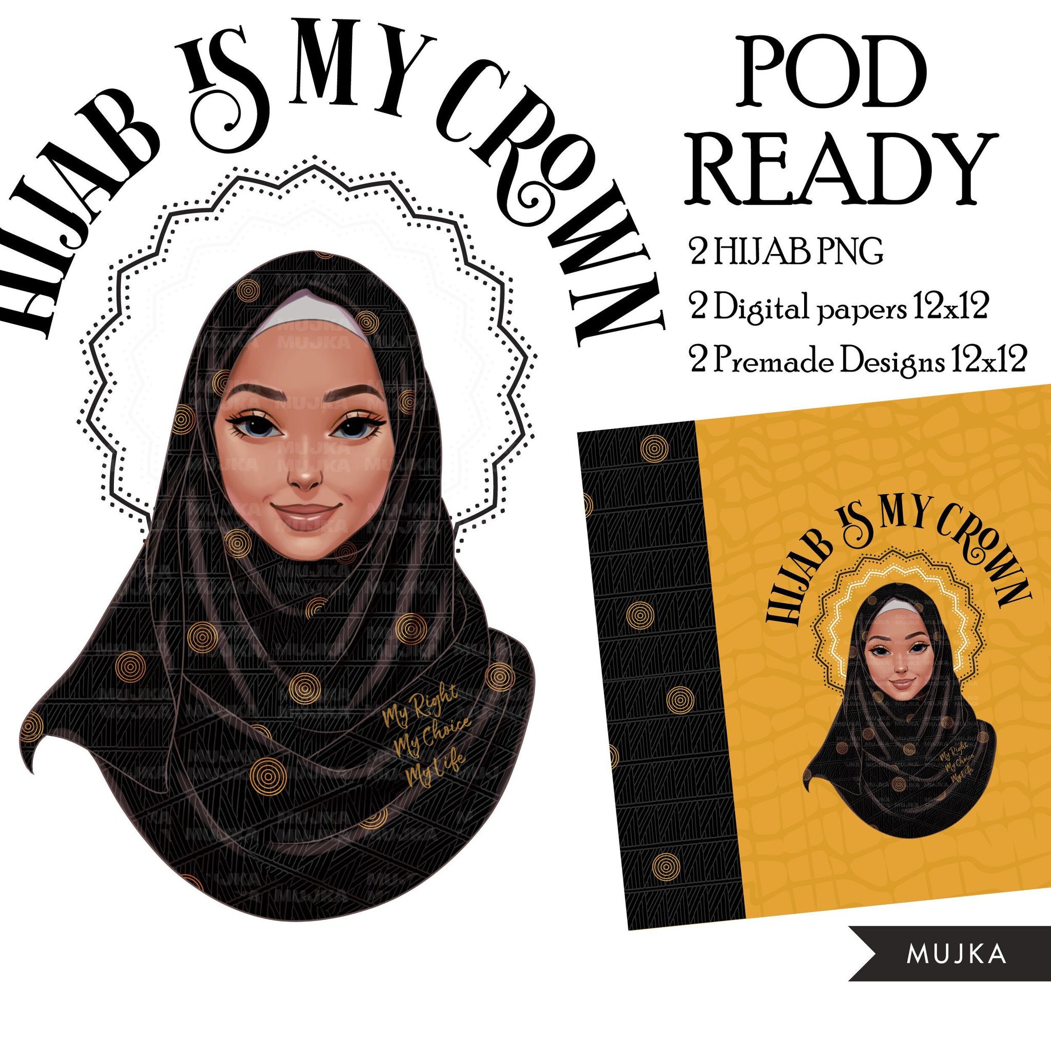 Hijab is my Crown PNG, Muslim woman clipart, living my best life sublimation designs, Muslim headscarf, Islamic graphics, pod ready png, religious