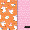 Cute Halloween Digital Papers, Pink Halloween Seamless Patterns, pink pumpkins, halloween baby shower backdrop, Pastel Halloween PNG