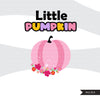 Cute Halloween clipart, pink halloween png, halloween sublimation designs, spooky bundle, little pumpkin, halloween baby shirt digital png
