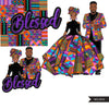 Afro black couple clipart, blessed png, Ankara couple sublimation designs, fashion clipart