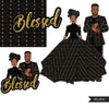 Afro black couple clipart, African couple png, blessed png, Anniversary couple sublimation designs