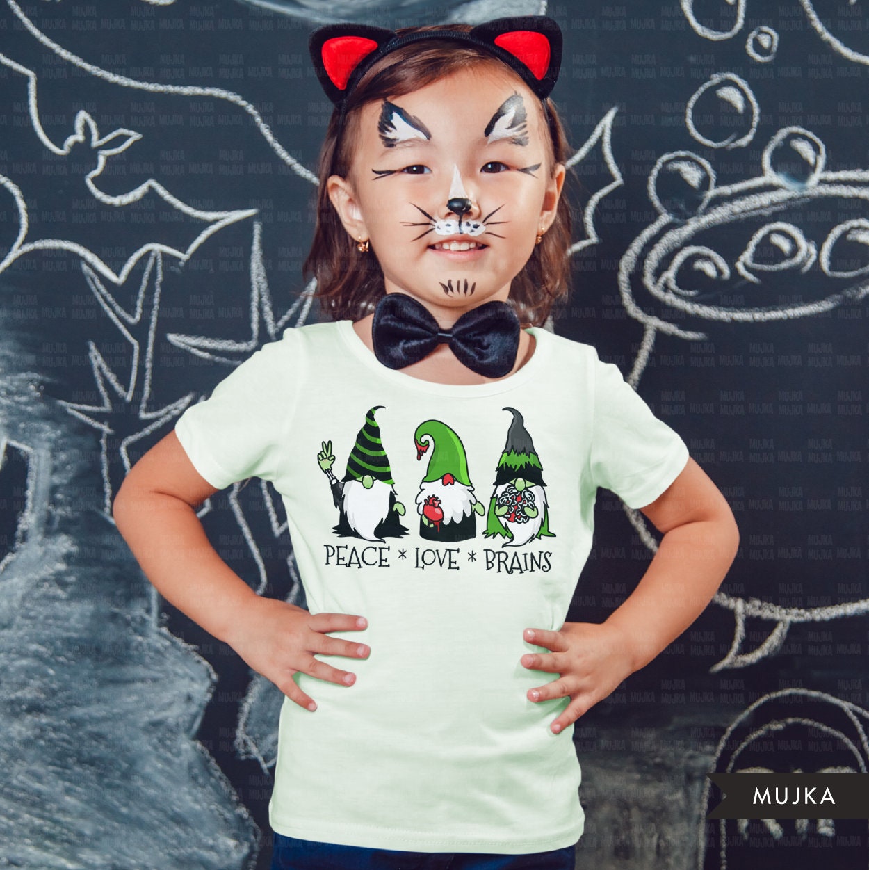 Zombie gnome, zombie clipart, peace love brains, peace love zombie, Halloween png, Halloween gnomes png, zombie sublimation digital designs