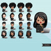 Businesswoman png, business clipart bundle, boss babe png, black boss png, afro girl png, latino woman avatars, shop logo, laptop girl png