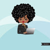 Businesswoman png, business clipart bundle, boss babe png, black boss png, afro girl png, latino woman avatars, shop logo, laptop girl png