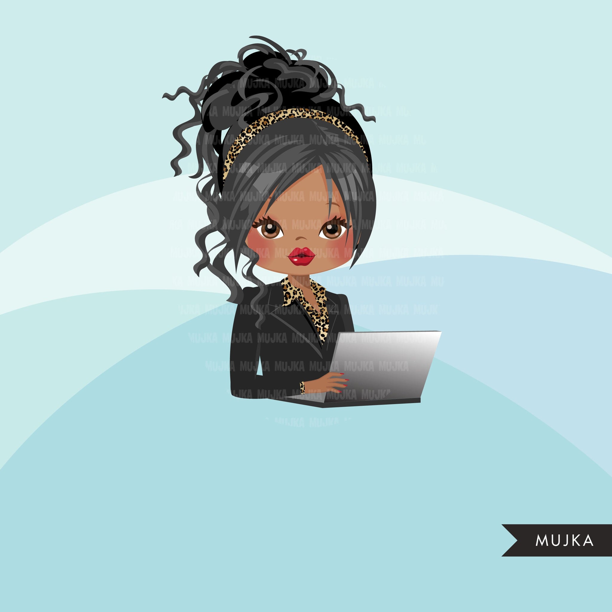 Businesswoman png, business clipart bundle, boss babe png, black boss png, afro girl png, latino woman avatars, shop logo, laptop girl png
