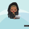 Businesswoman png, business clipart bundle, boss babe png, black boss png, afro girl png, latino woman avatars, shop logo, laptop girl png