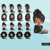 Businesswoman png, business clipart bundle, boss babe png, black boss png, afro girl png, latino woman avatars, shop logo, laptop girl png