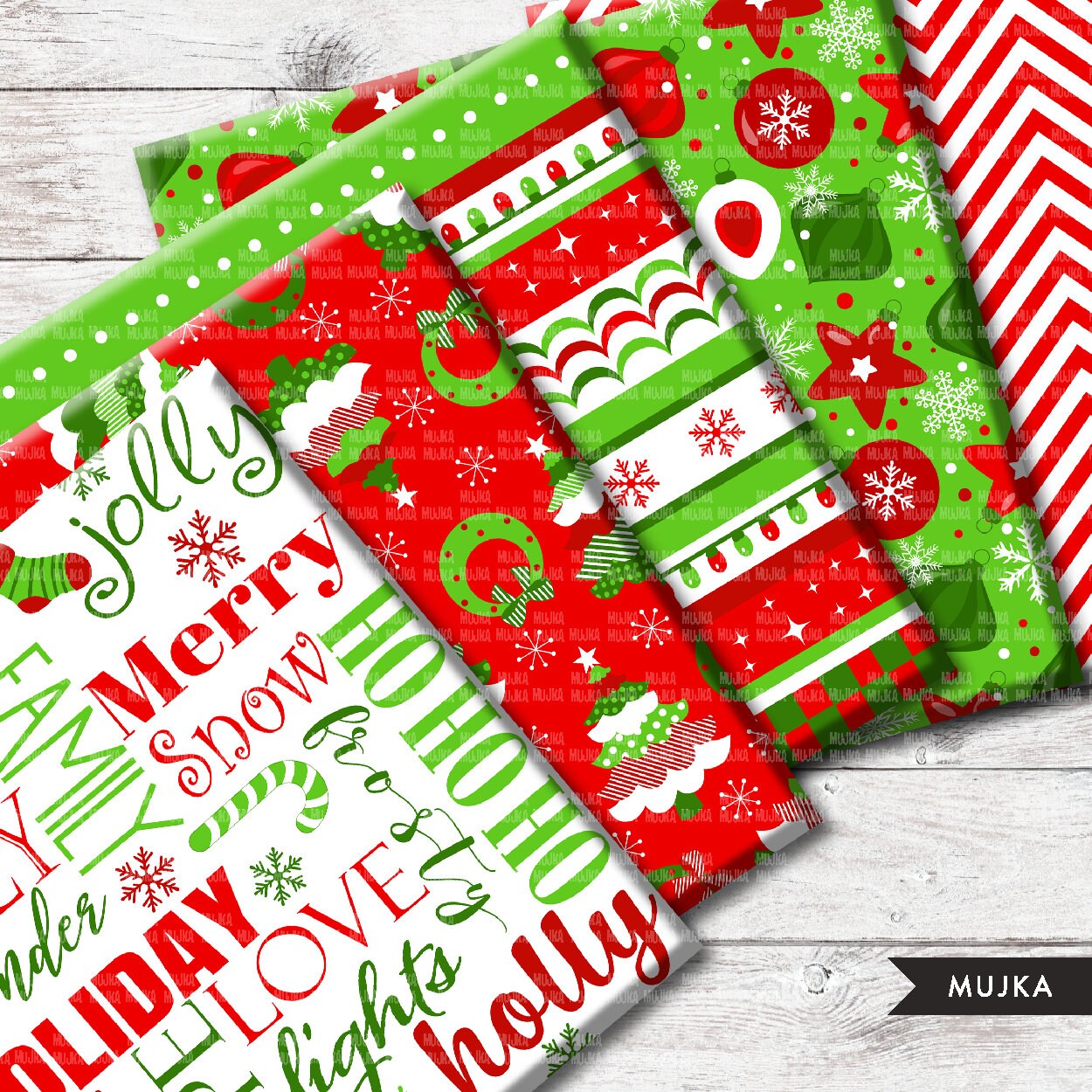 Christmas digital papers, red green Christmas papers, Christmas backgrounds, santa digital papers, christmas tree png, cute Christmas png