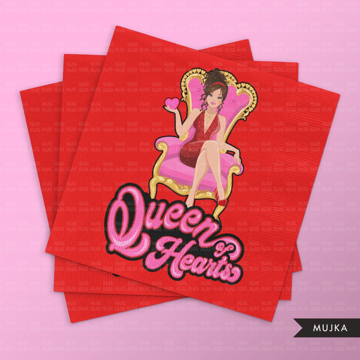Queen of hearts png, Valentine png, queen woman clipart, sublimation designs digital, throne png, fashion doll clipart, planner stickers png