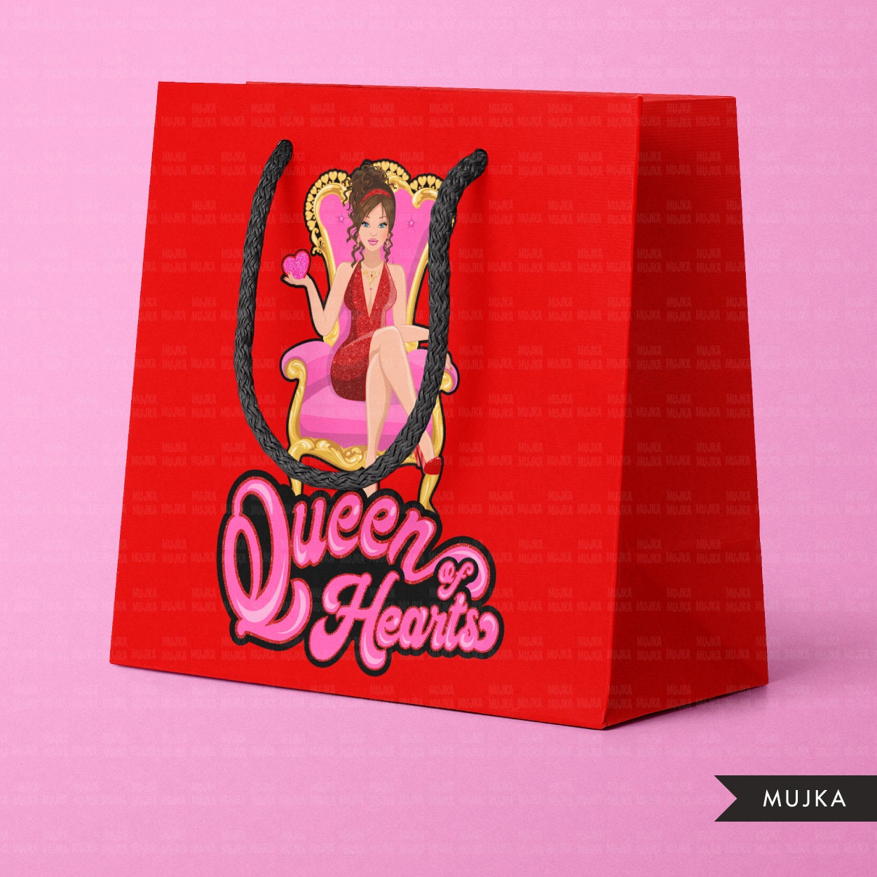 Queen of hearts png, Valentine png, queen woman clipart, sublimation designs digital, throne png, fashion doll clipart, planner stickers png