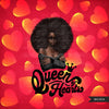 Queen of hearts Png, Fashion doll png, Valentine's Day clipart, Sexy black woman png, Watercolor background, afro queen sublimation designs