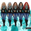Trust your heart png, Fashion doll png, Valentine's Day clipart, woman png, denim and leather png, queen sublimation designs, heart png