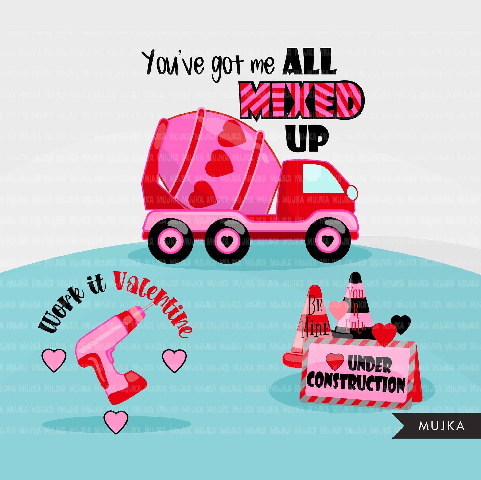 Valentine truck png, construction truck png, valentine clipart, valentine's day sublimation designs, pink truck png, pink car png, heart png