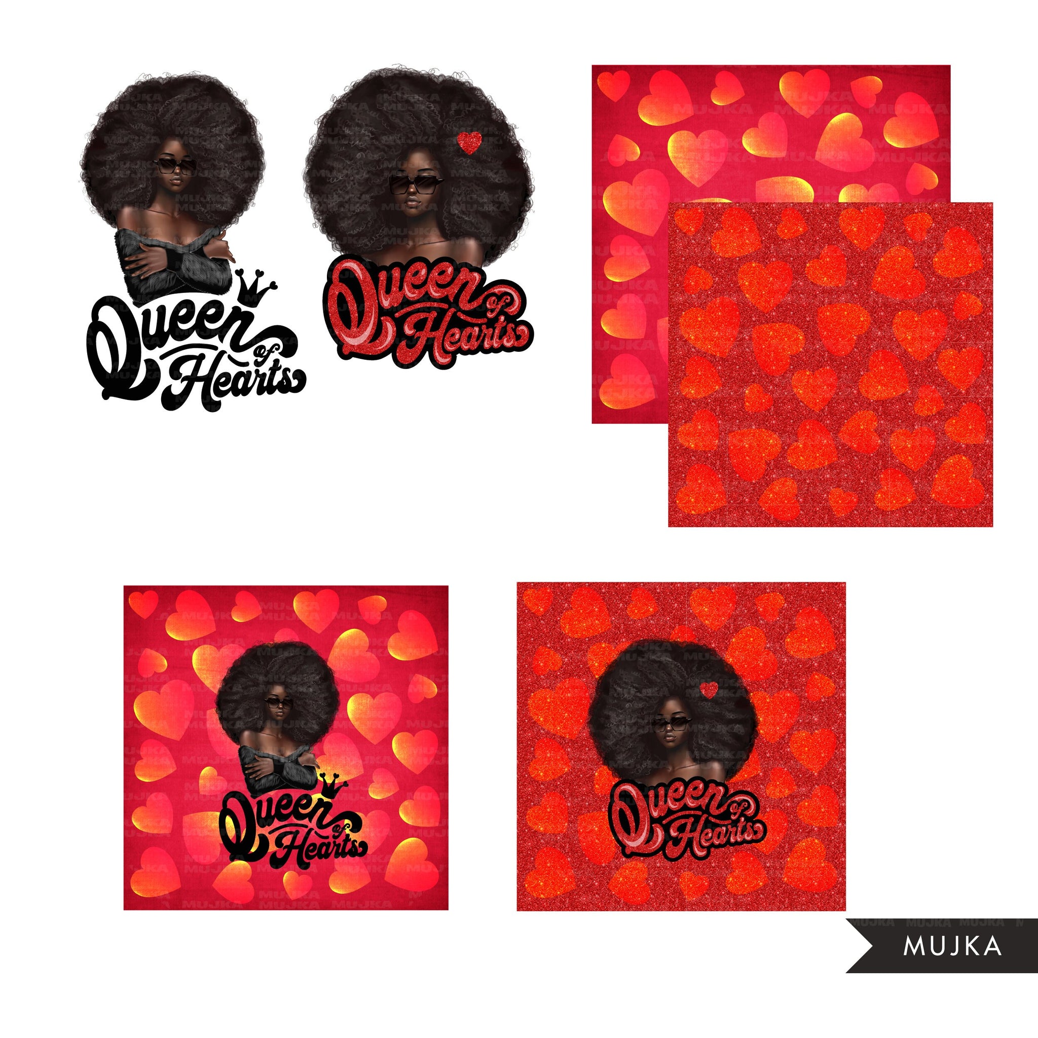 Queen of hearts Png, Fashion doll png, Valentine's Day clipart, Sexy black woman png, Watercolor background, afro queen sublimation designs