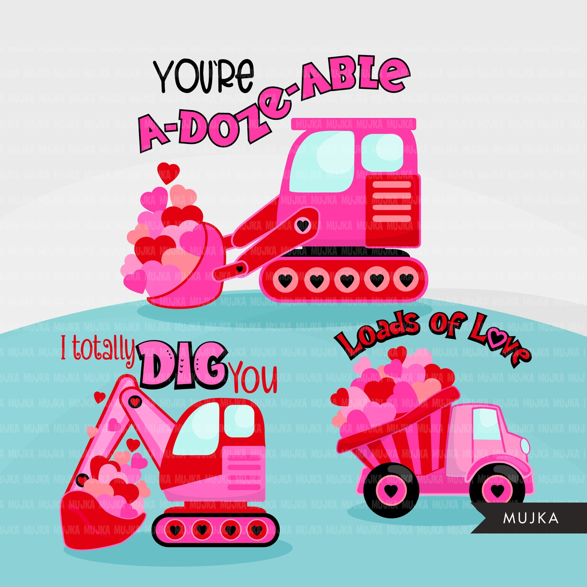 Valentine truck png, construction truck png, valentine clipart, valentine's day sublimation designs, pink truck png, pink car png, heart png