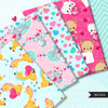 Valentines digital papers, Valentine's day scrapbook papers, Valentine Backgrounds, valentine animals papers, heart background digital png