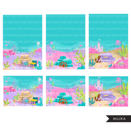 Mermaid png, mermaid birthday, mermaid printable invitation, mermaid background, undersea birthday, undersea design, party background, summer png