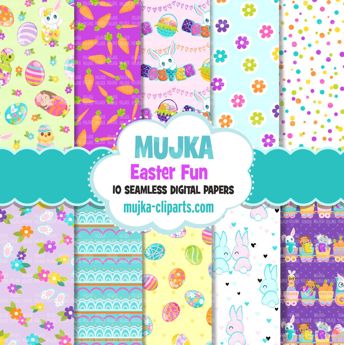 Easter Digital papers, spring digital papers, Easter seamless patterns ...