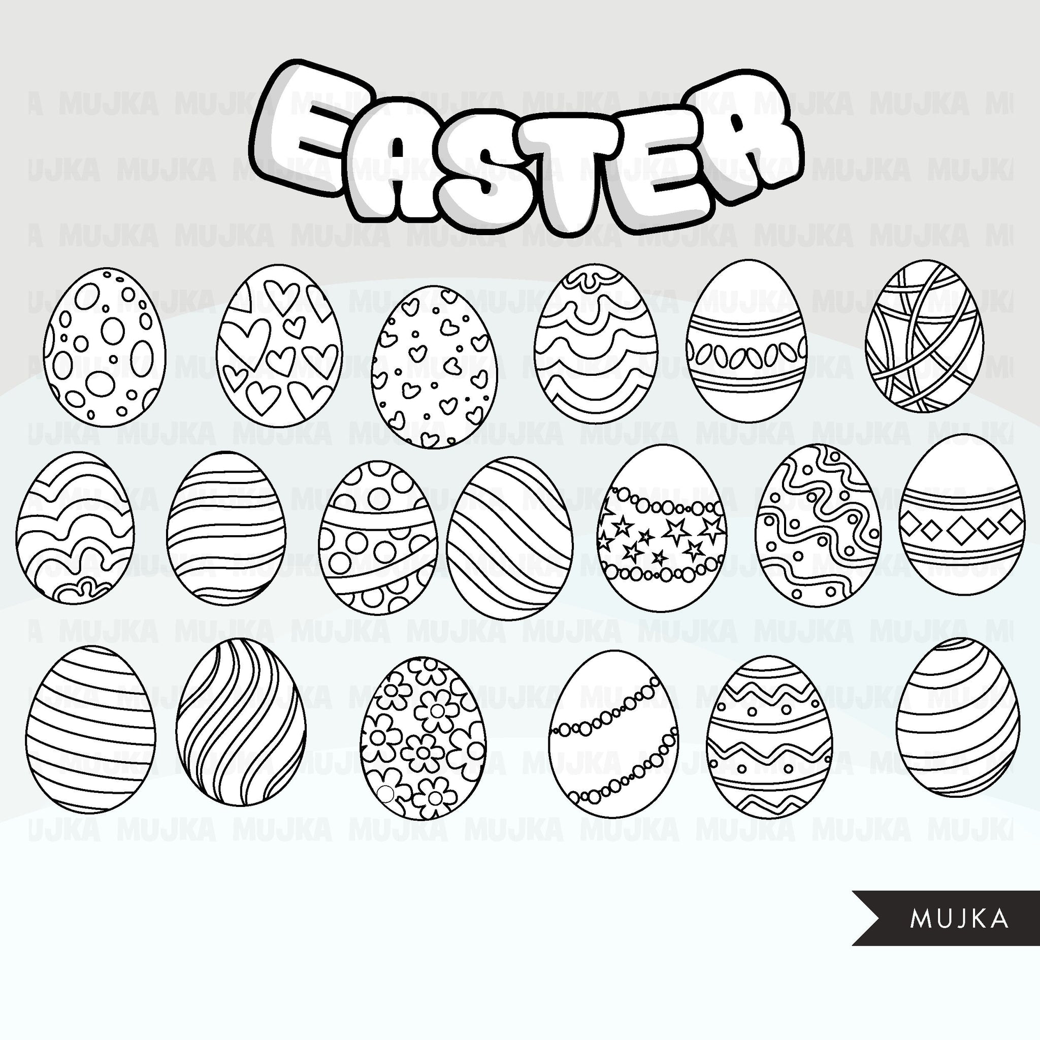 Easter Egg PNG, Easter egg Clipart, Easter egg coloring, B&W Easter egg, Easter digital stamps, Easter egg sublimation designs, hand drawn