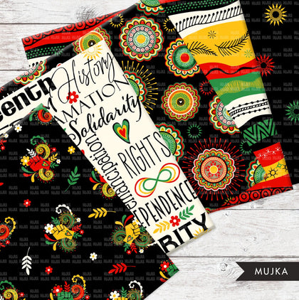 Juneteenth digital papers, African patterns, seamless pattern, black history, background