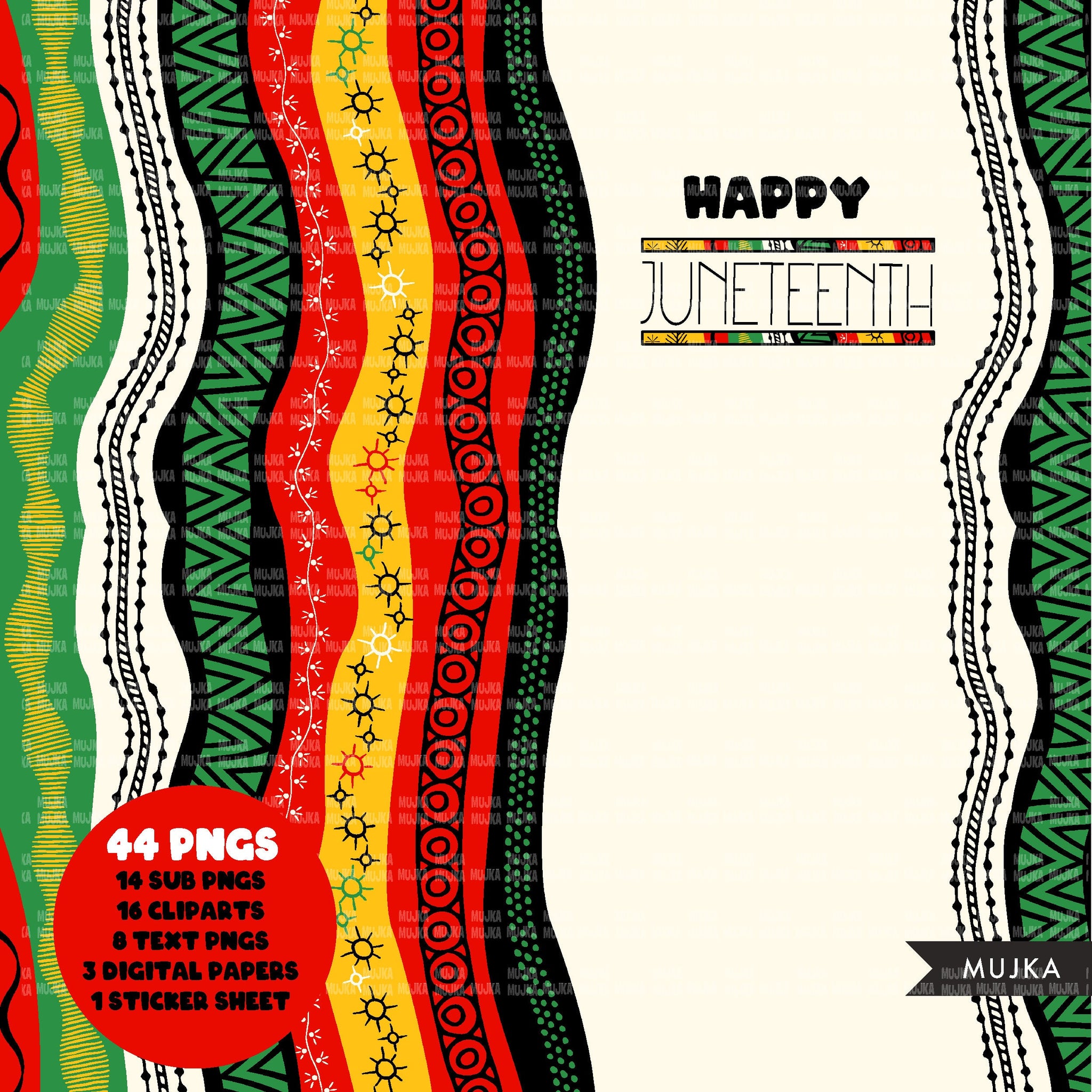 Juneteenth png, clipart bundle, stickers, digital papers, sublimation designs