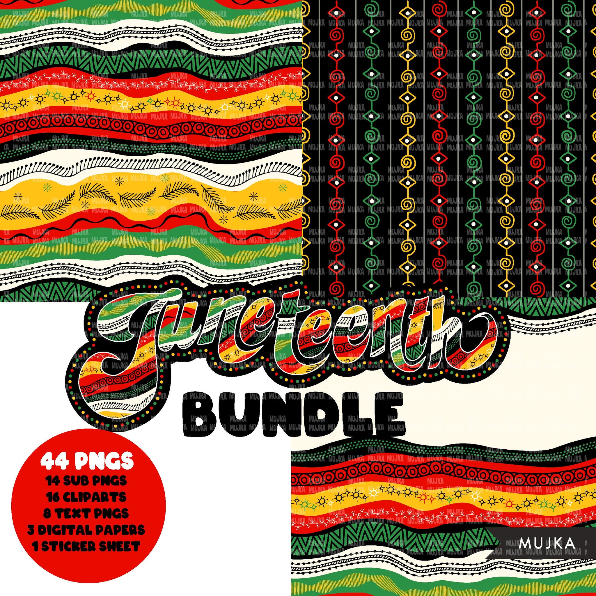 Juneteenth png, clipart bundle, stickers, digital papers, sublimation designs