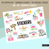 BEACH SUMMER stickers, Goodnotes stickers, planner stickers, png precropped stickers, printable SUMMER stickers, travel sublimation png