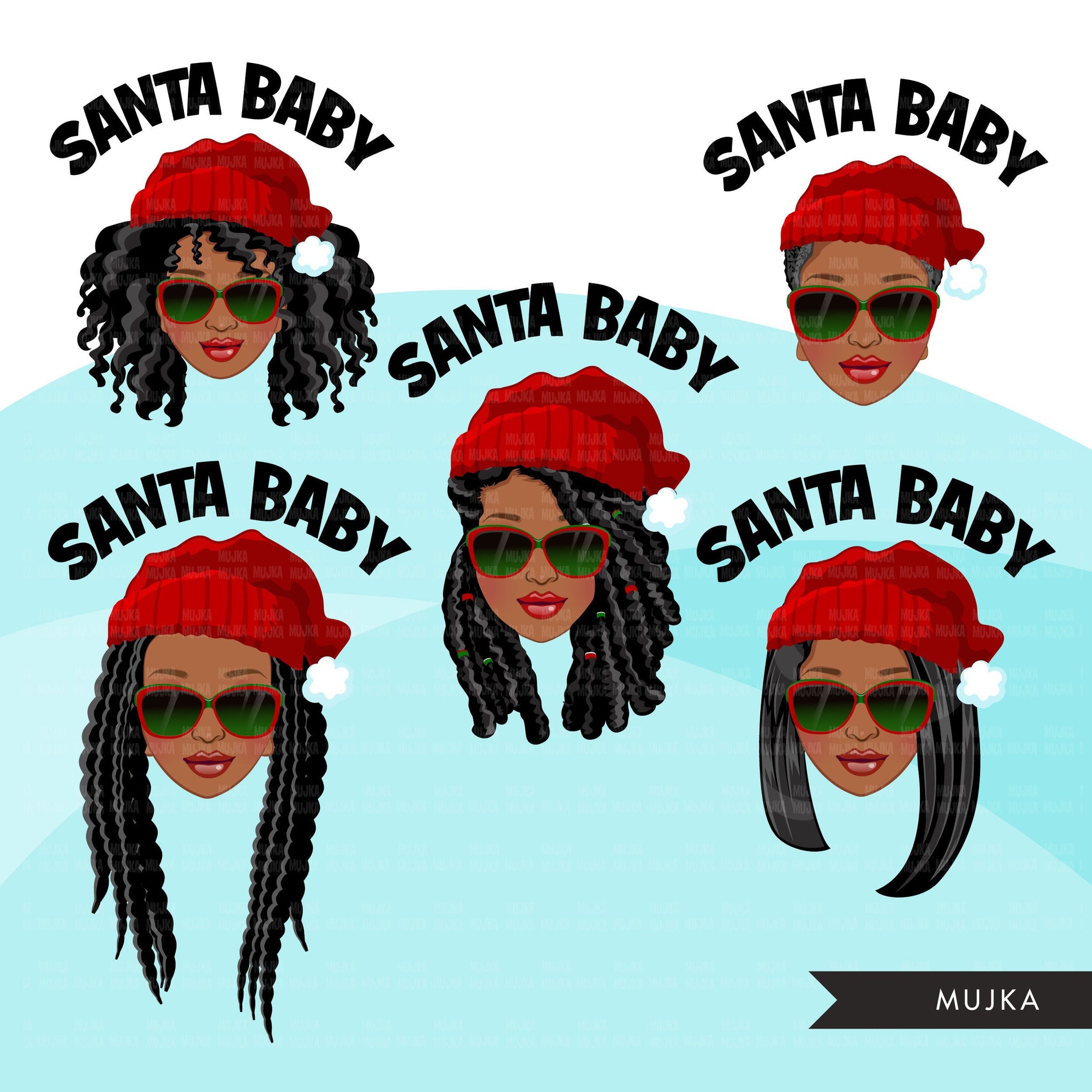 Black Santa Baby PNG, Santa Bundle, Santa ladies Bundle, Christmas clipart, Christmas Bundle, Woman png, Noel graphics, sublimation designs