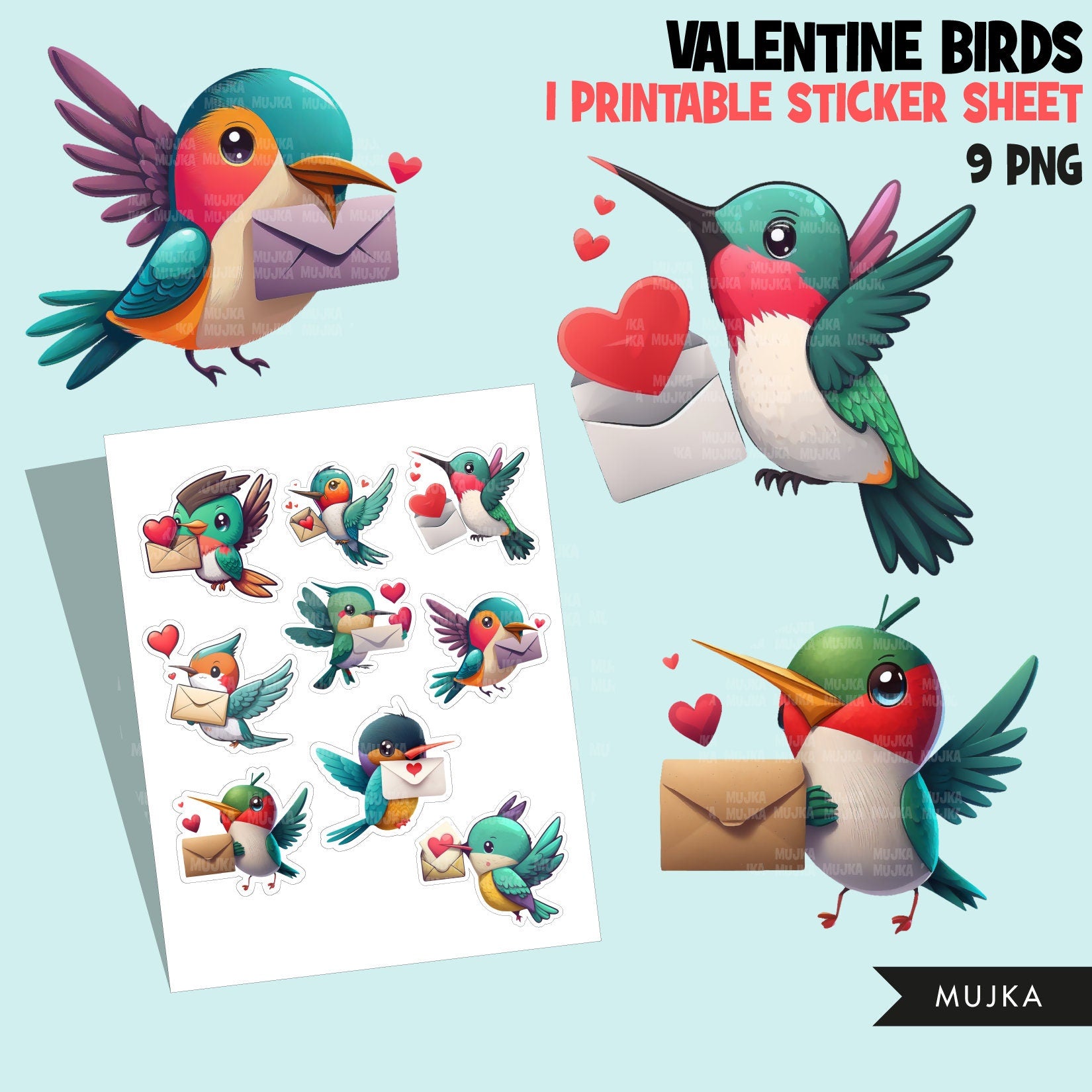 Valentines png, hummingbird gifts, cute bird sticker, valentine birds clipart, valentine printable stickers, valentines day cute gifts