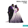 Black couple art, valentine sublimation designs, Black man & woman PNG, Bride and groom gifts, wedding invitation png, commercial use PNG