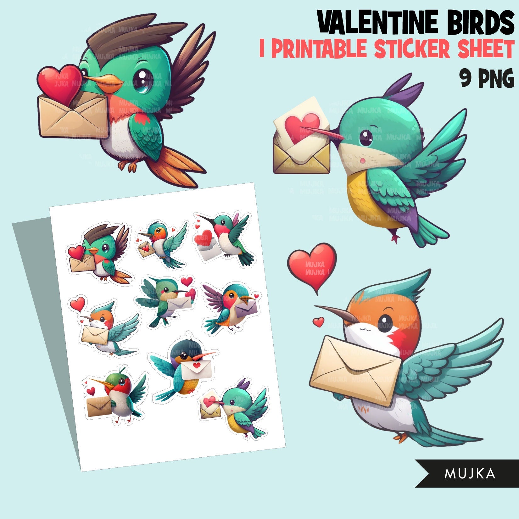 Valentines png, hummingbird gifts, cute bird sticker, valentine birds clipart, valentine printable stickers, valentines day cute gifts
