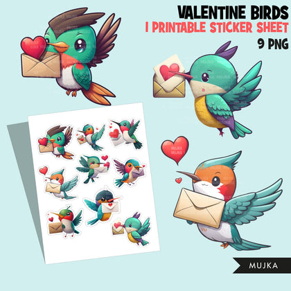 Valentines png, hummingbird gifts, cute bird sticker, valentine birds clipart, valentine printable stickers, valentines day cute gifts