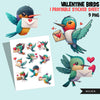 Valentines png, hummingbird gifts, cute bird sticker, valentine birds clipart, valentine printable stickers, valentines day cute gifts